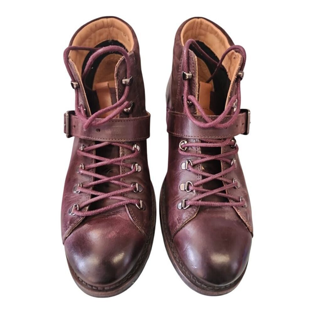 Sebago Laney Hiker Boot Burgundy Leather Buckle Lace Up Size 10 - Picture 2 of 15